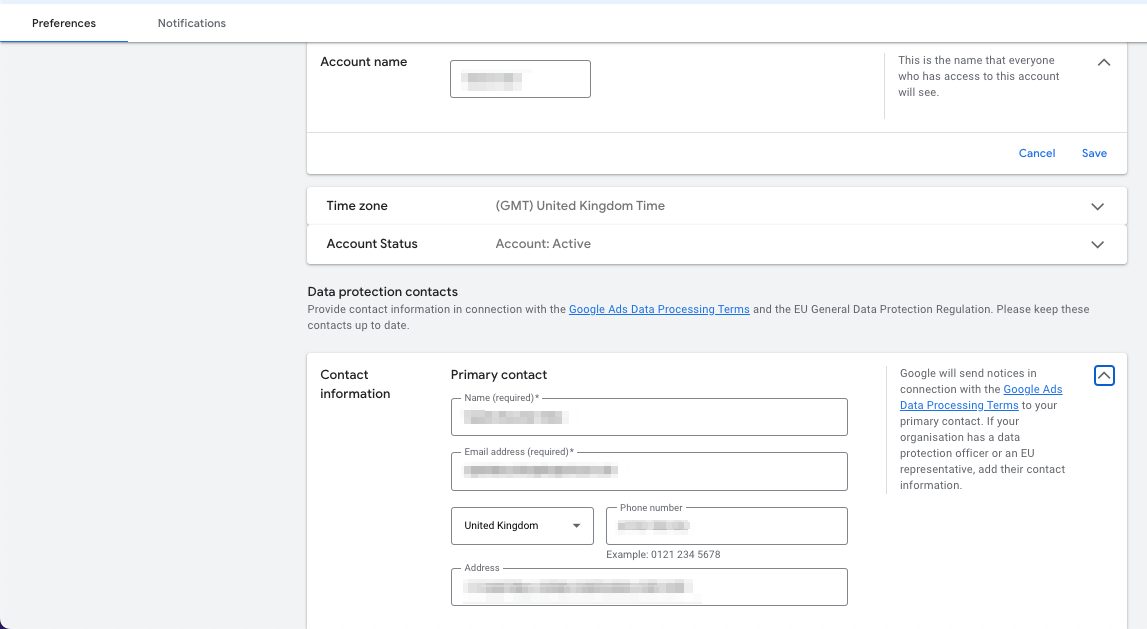 Adwords preferences