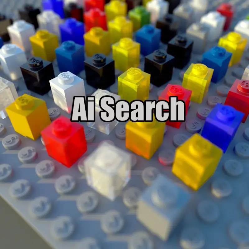 AI search optimisation shown through structured Lego blocks