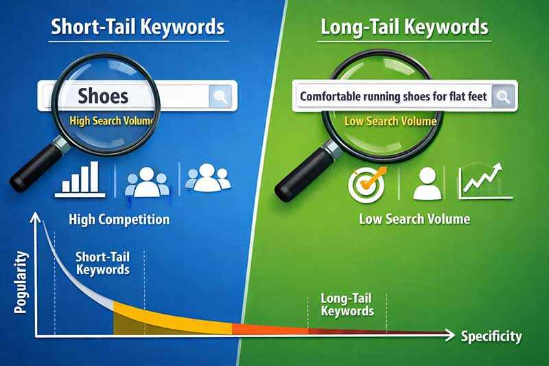 keyword research for seo Short Tail- Long Tail Keywords